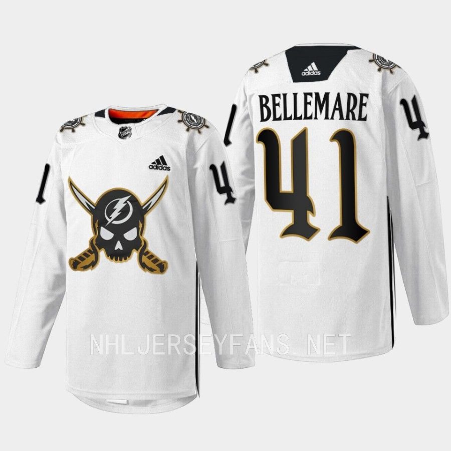 men lightning pierre edouard bellemare skull logo gasparilla inspired 2023 white jersey