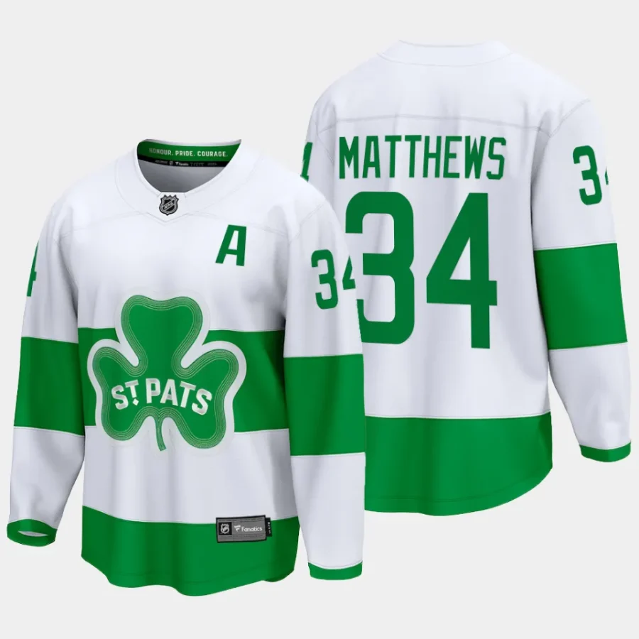 men maple leafs auston matthews 2024 st. patricks alternate premier jersey white