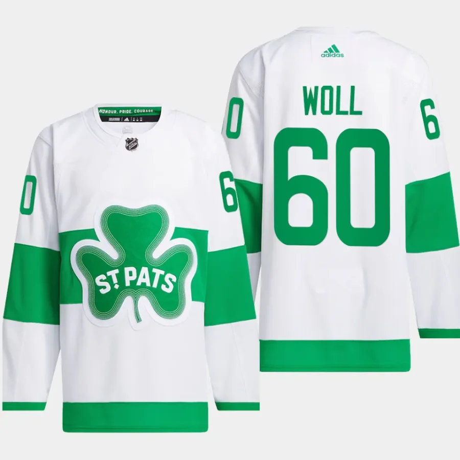 men maple leafs joseph woll primegreen authentic 2024 st. patricks alternate white jersey