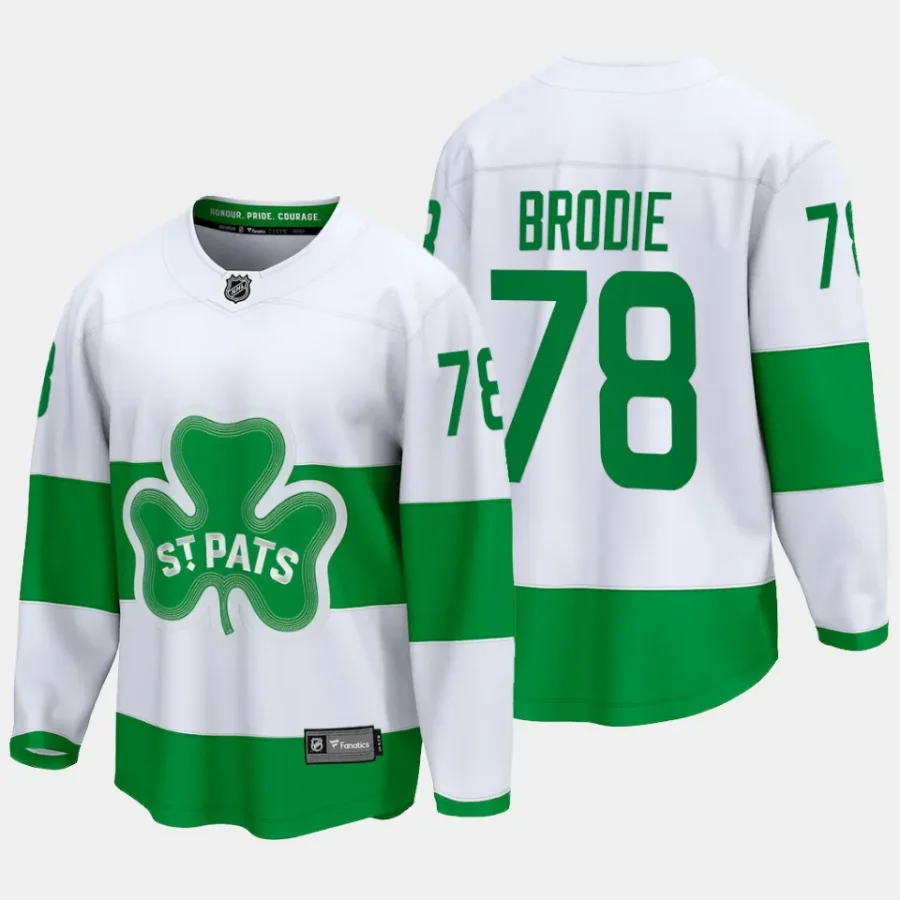 men maple leafs t.j. brodie 2024 st. patricks alternate premier jersey white