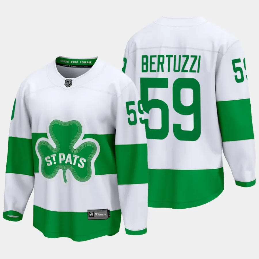 men maple leafs tyler bertuzzi 2024 st. patricks alternate premier jersey white