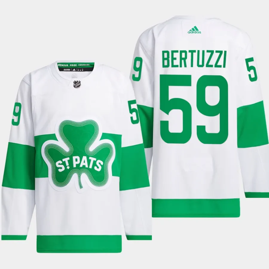 men maple leafs tyler bertuzzi primegreen authentic 2024 st. patricks alternate white jersey