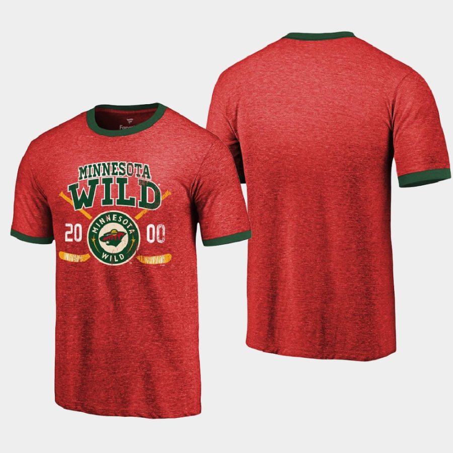 men minnesota wild buzzer beater ringer red ringer t shirt