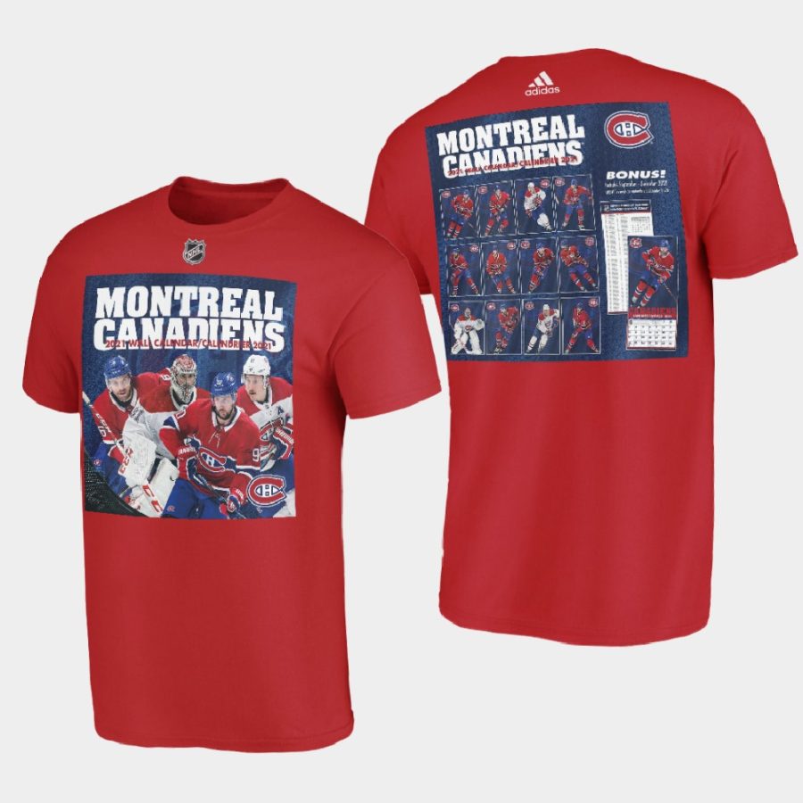 men montreal canadiens 2021 calendar collcetion red t shirt