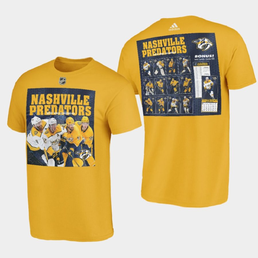 men nashville predators 2021 calendar collcetion yellow t shirt