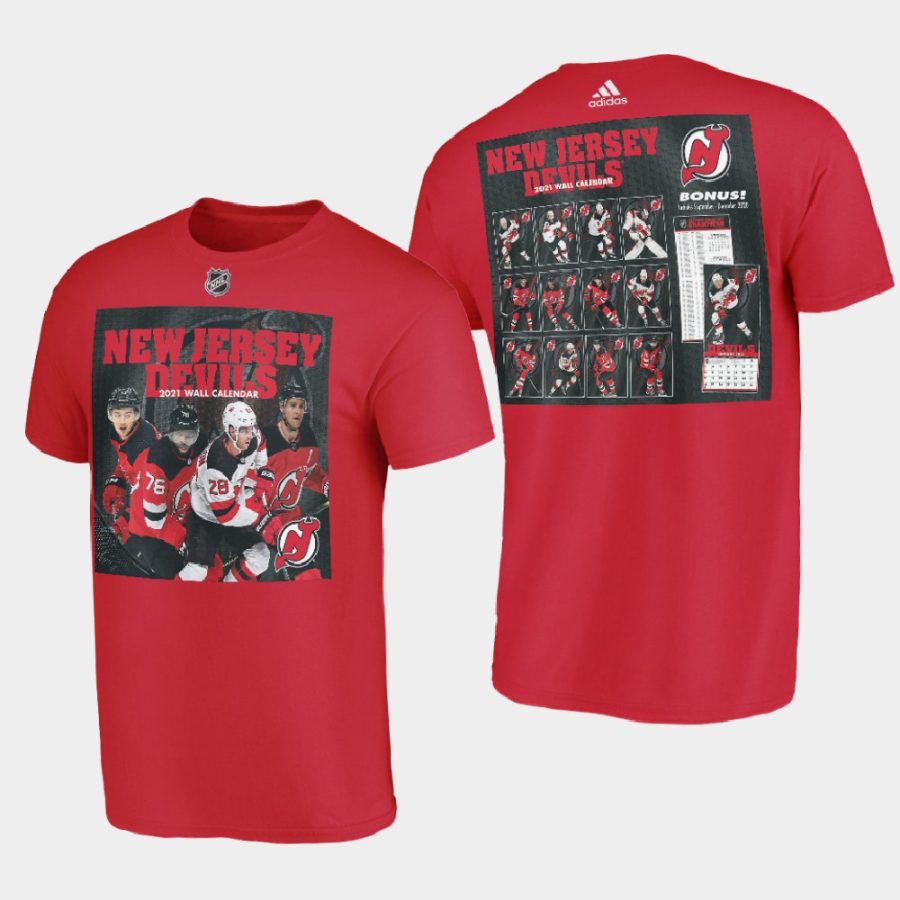 men new jersey devils 2021 calendar collcetion red t shirt