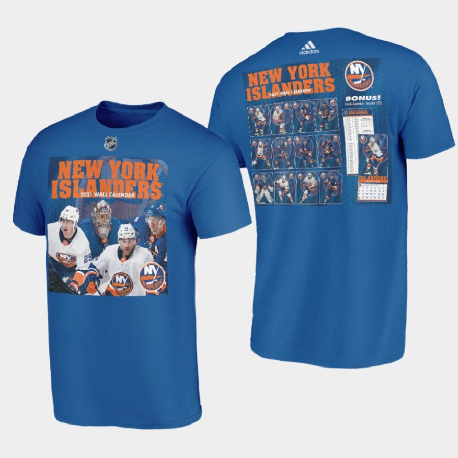 men new york islanders 2021 calendar collcetion blue t shirt