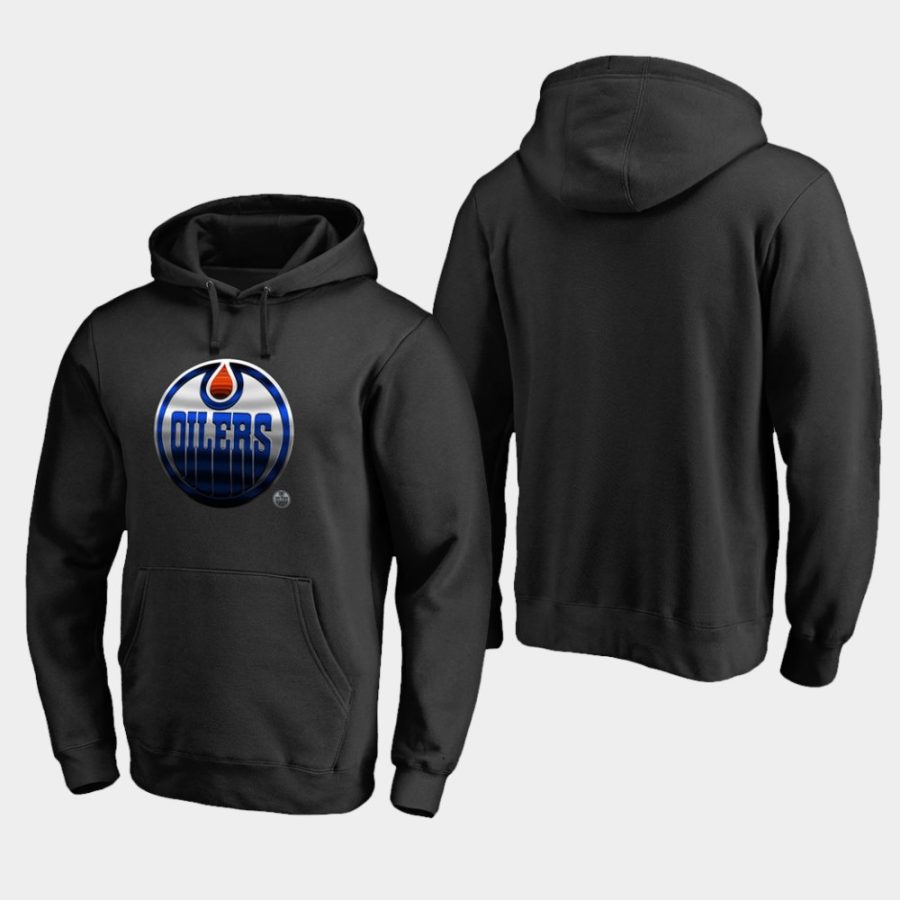 men oilers black midnight mascot primary hoodie