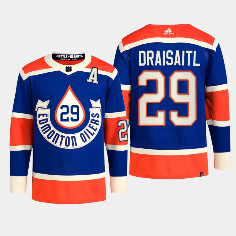 men oilers leon draisaitl primegreen 2023 nhl heritage classic authentic player royal jersey