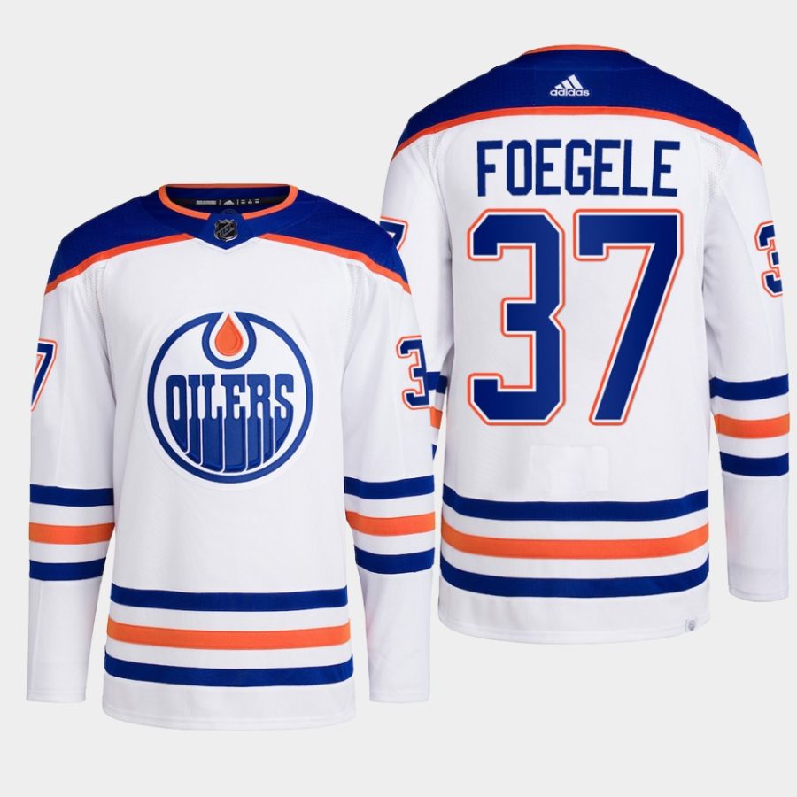 men oilers warren foegele 2022 23 away primegreen authentic white jersey