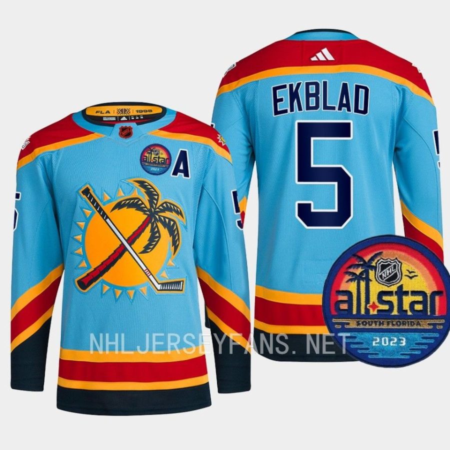 men panthers aaron ekblad reverse retro 2023 all star patch blue jersey