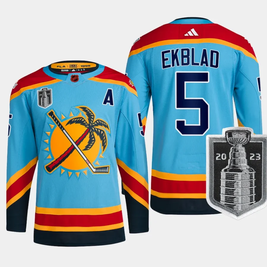 men panthers aaron ekblad reverse retro 2023 stanley cup final authentic blue jersey