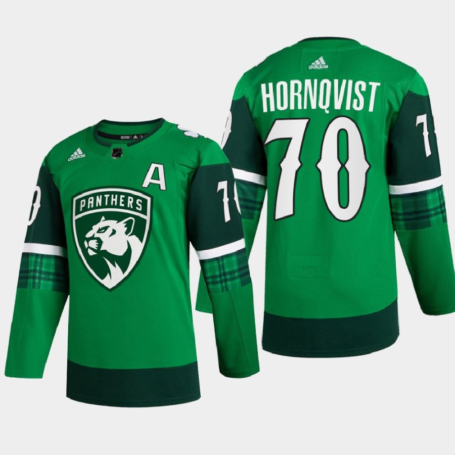 men panthers patric hornqvist warm up st. patricks day 2022 green jersey