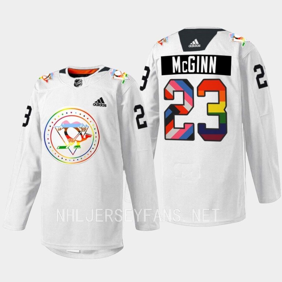 men penguins brock mcginn 2022 rainbow pride warmup white jersey