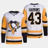 men penguins jansen harkins primegreen away authentic pro white jersey