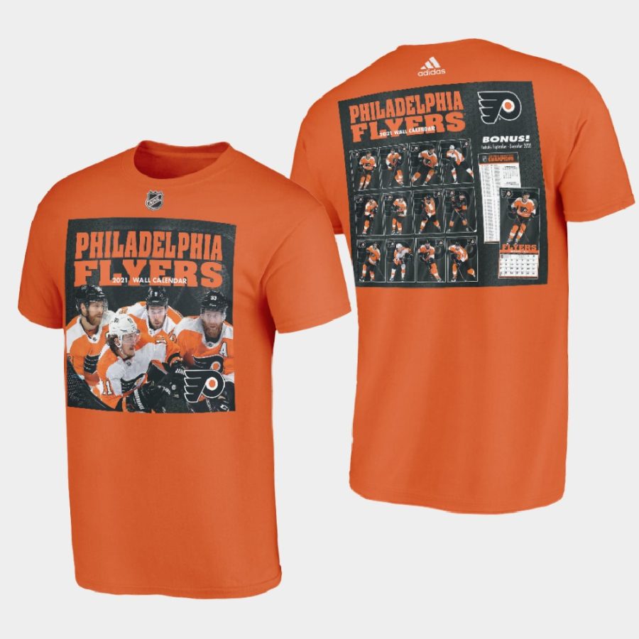 men philadelphia flyers 2021 calendar collcetion orange t shirt