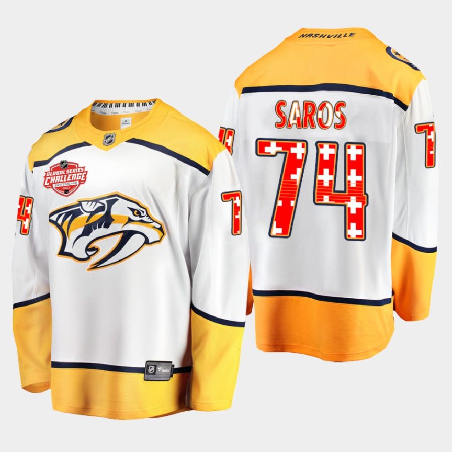 men predators juuse saros switzerland challenge 2022 nhl global series white jersey