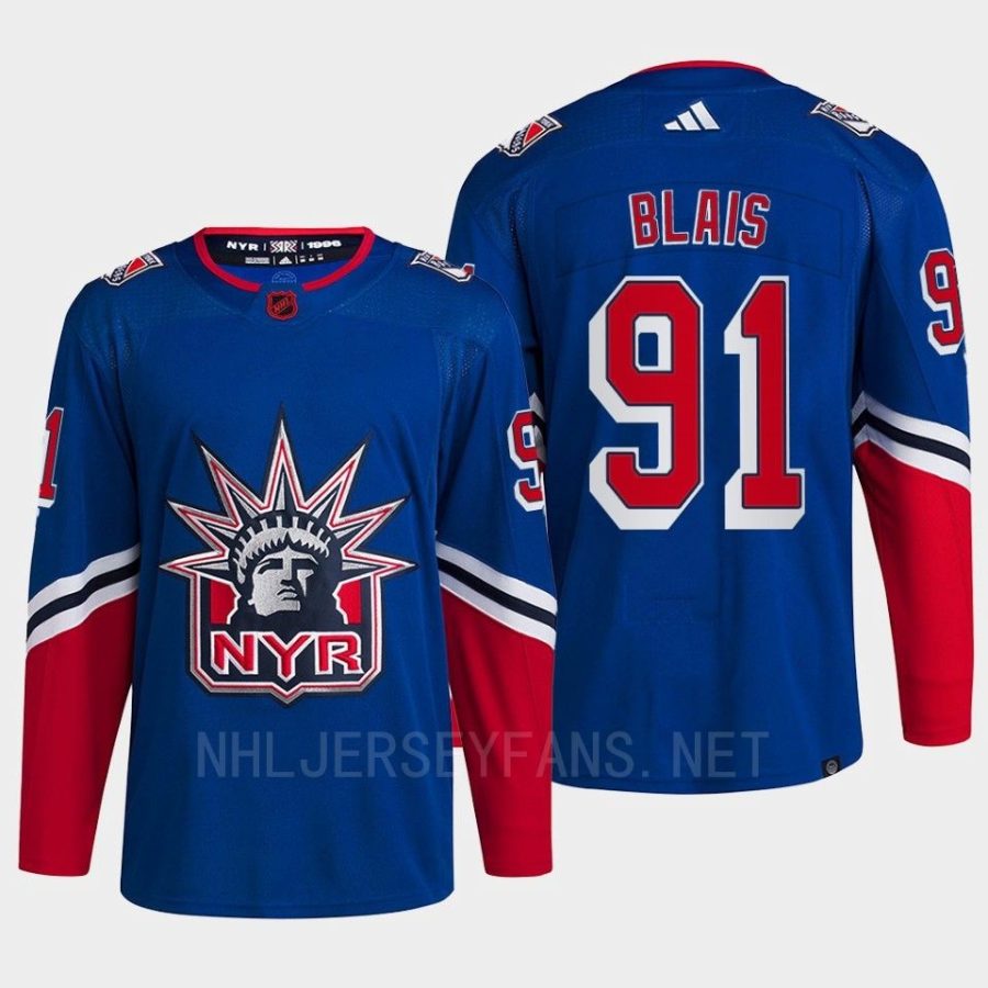 men rangers samuel blais 2022 authentic primegreen reverse retro 2.0 blue jersey