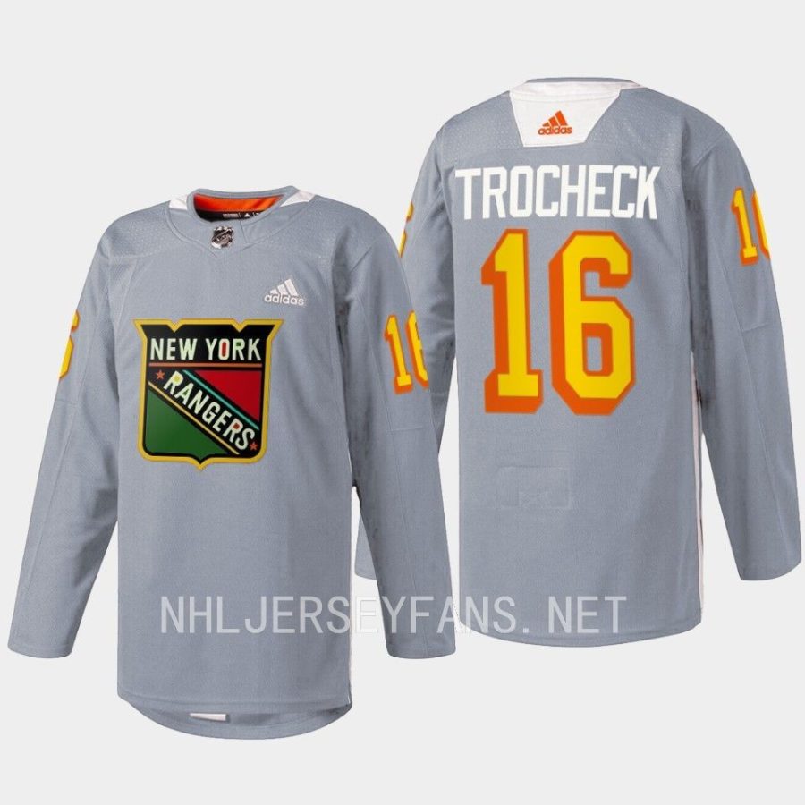 men rangers vincent trocheck 2023 warmup black history night grey jersey