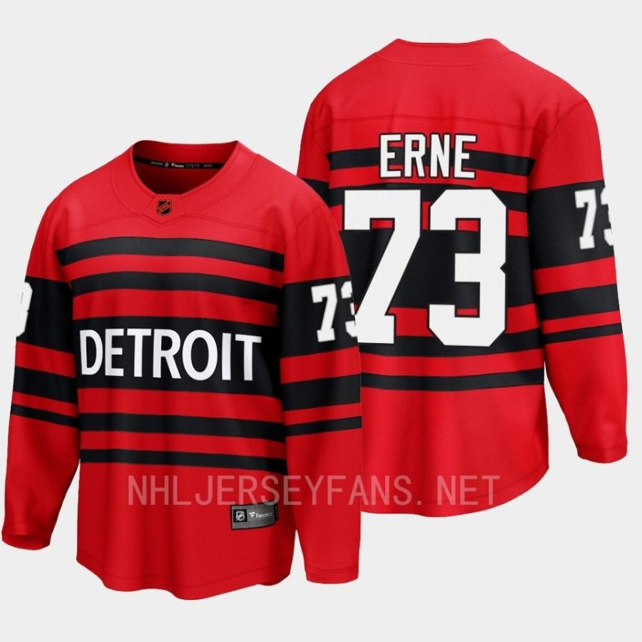 men red wings adam erne 2022 breakaway special edition 2.0 retro red jersey