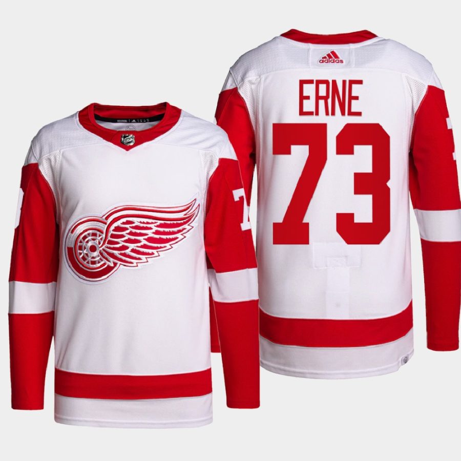 men red wings adam erne 2022 primegreen authentic pro away white jersey