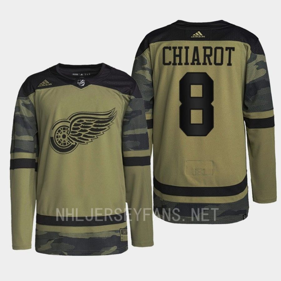 men red wings ben chiarot 2022 warmup veterans day camo jersey