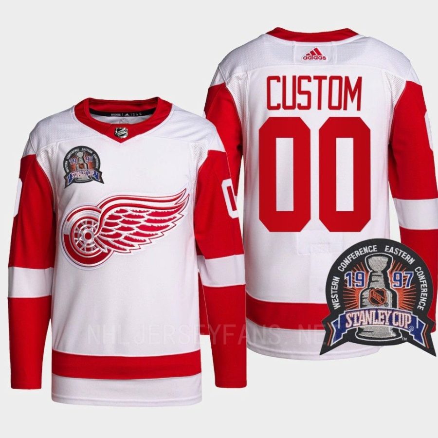 men red wings custom authentic pro 25th anniversary red jersey