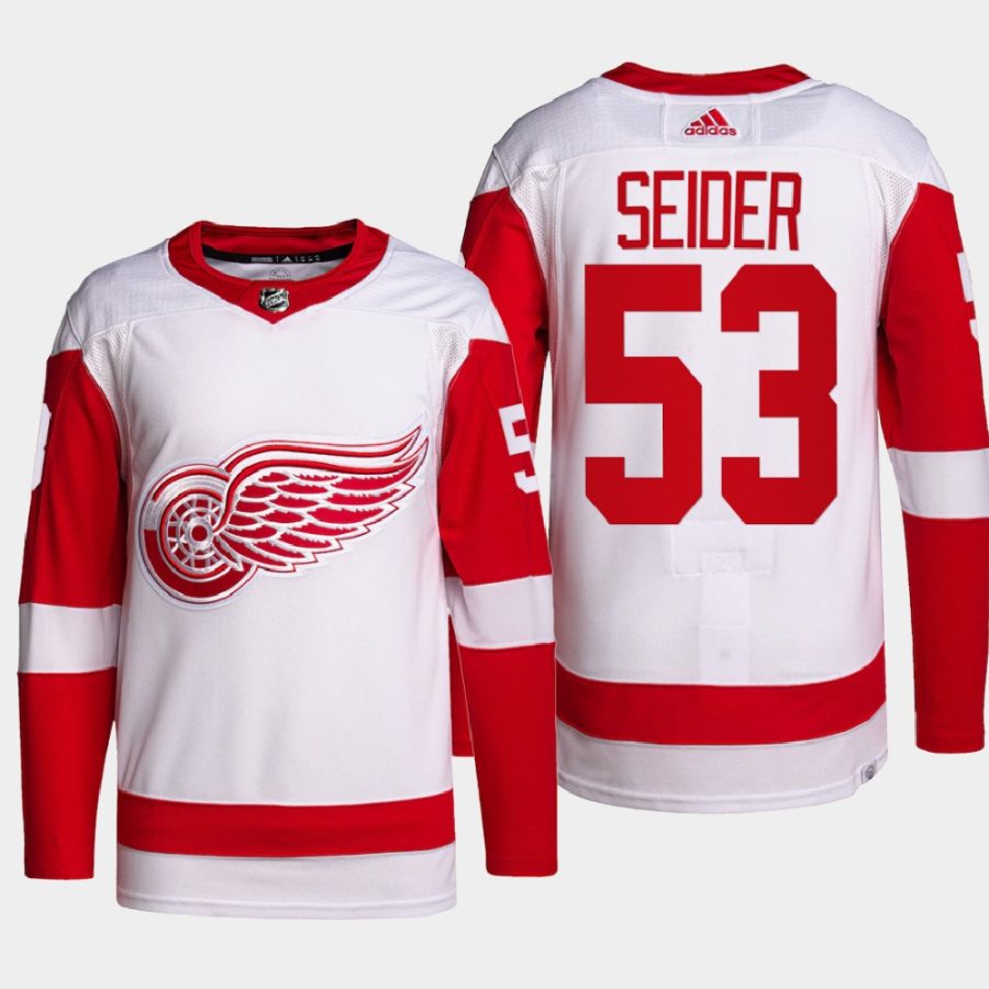 men red wings moritz seider 2022 primegreen authentic pro away white jersey