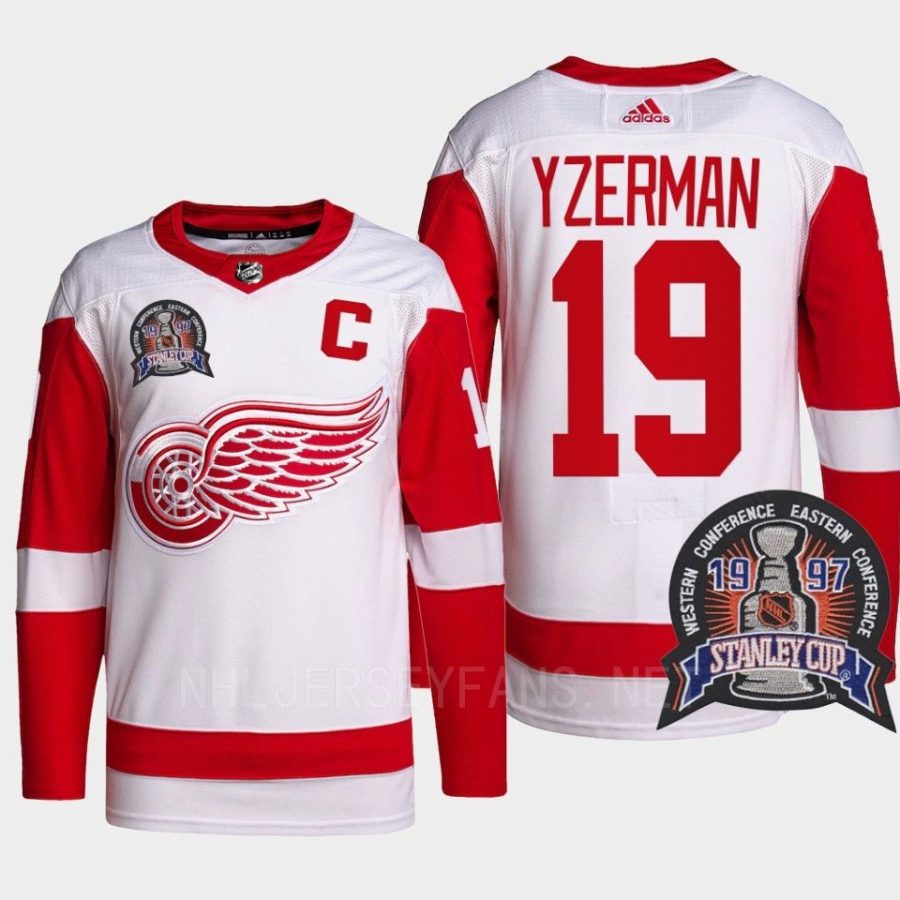 men red wings steve yzerman 25th anniversary 1997 stanley cup red jersey