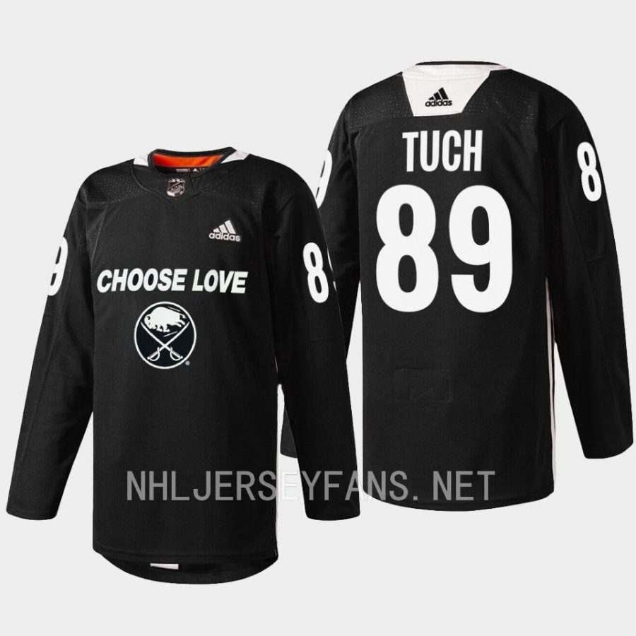 men sabres alex tuch 2023 warm up choose love night black jersey