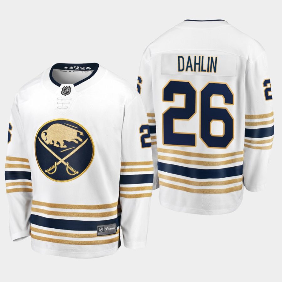 men sabres rasmus dahlin 2019 20 season 50th season premier breakaway fanatics jersey white