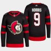 men senators josh norris 2022 primegreen authentic pro home black jersey