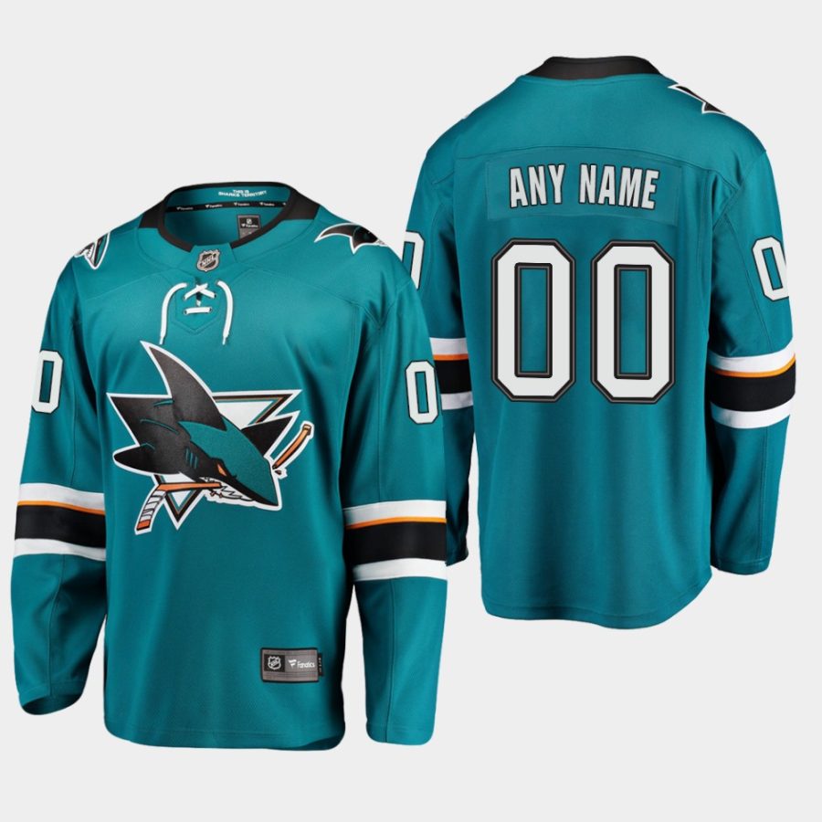 men sharks custom home premier breakaway player teal jersey