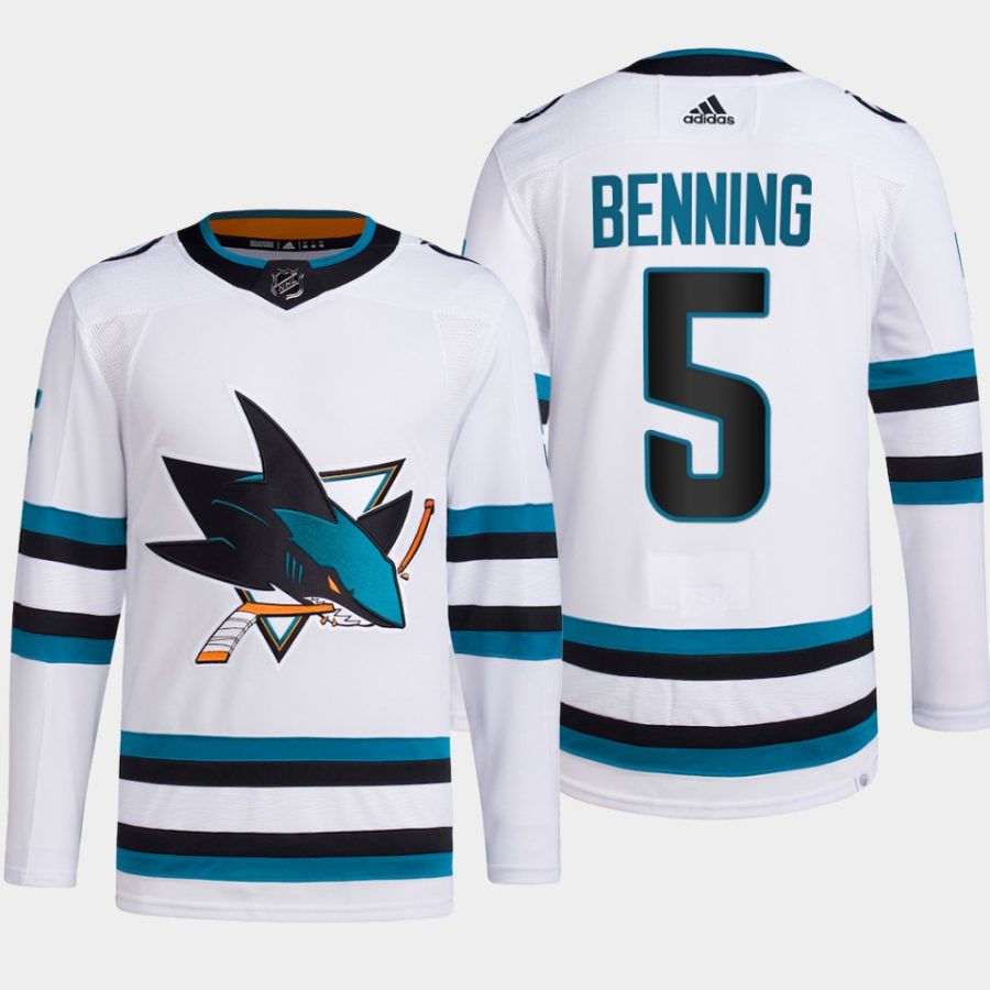 men sharks matt benning 2022 23 primegreen authentic away white jersey