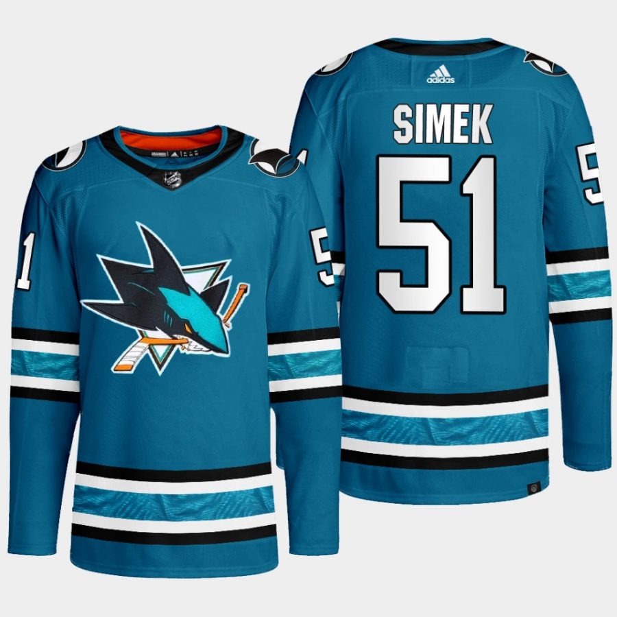 men sharks radim simek 2022 23 primegreen authentic home teal jersey