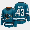 men sharks william smith men 2023 nhl draft home premier breakaway teal jersey