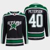 men stars jacob peterson 2022 authentic pro reverse retro 2.0 primegreen black jersey