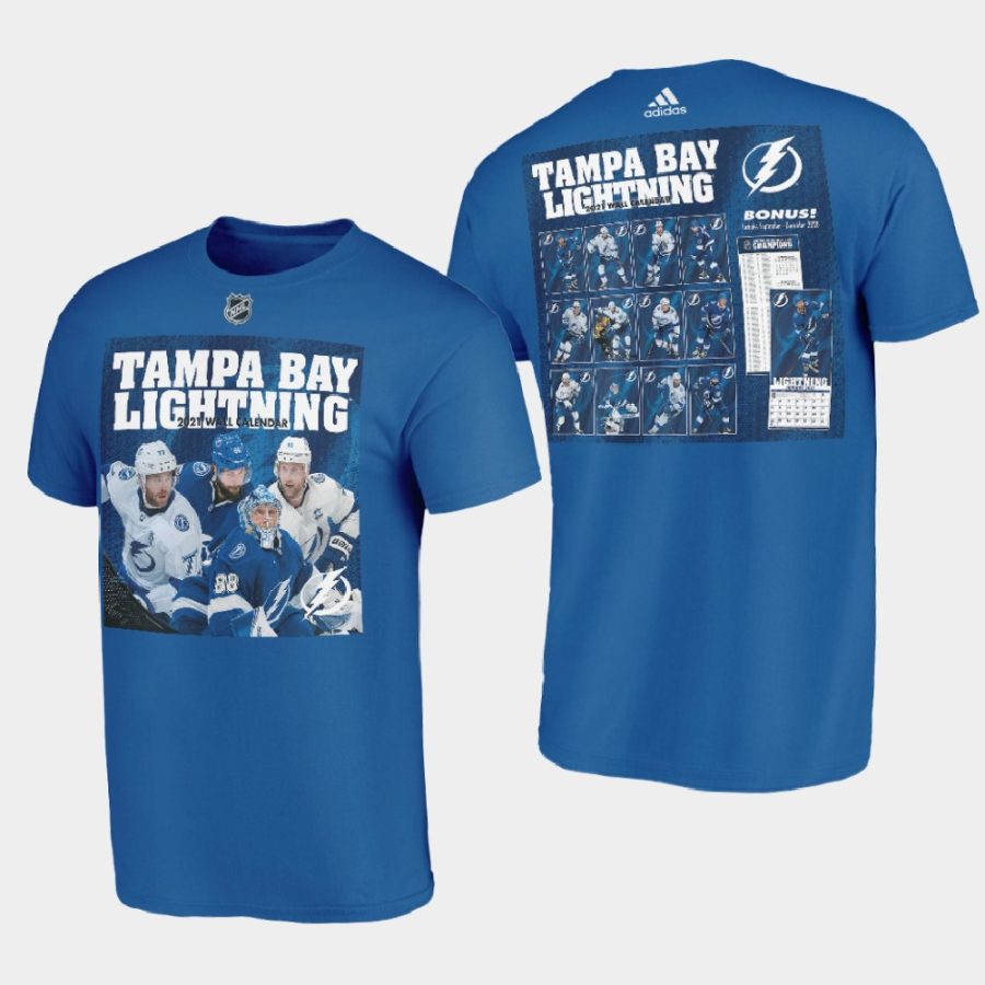 men tampa bay lightning 2021 calendar collcetion blue t shirt