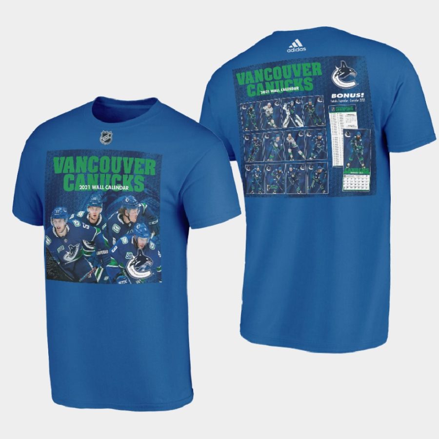 men vancouver canucks 2021 calendar collcetion blue t shirt