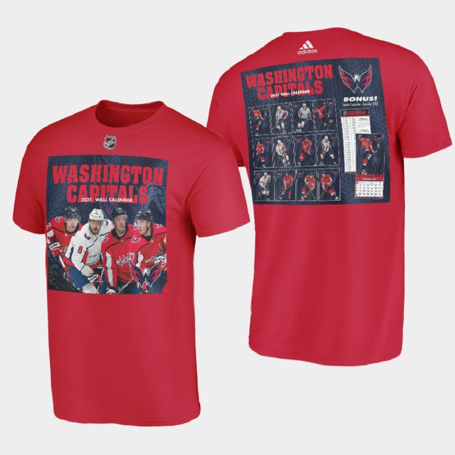 men washington capitals 2021 calendar collcetion red t shirt