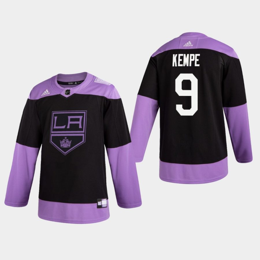 mens adrian kempe kings black hockey fights cancer practice jersey