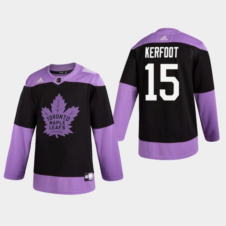 mens alexander kerfoot maple leafs black hockey fights cancer practice jersey