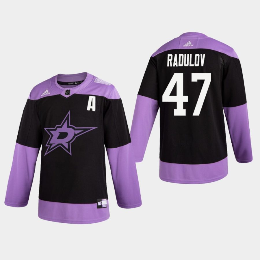 mens alexander radulov stars black hockey fights cancer practice jersey