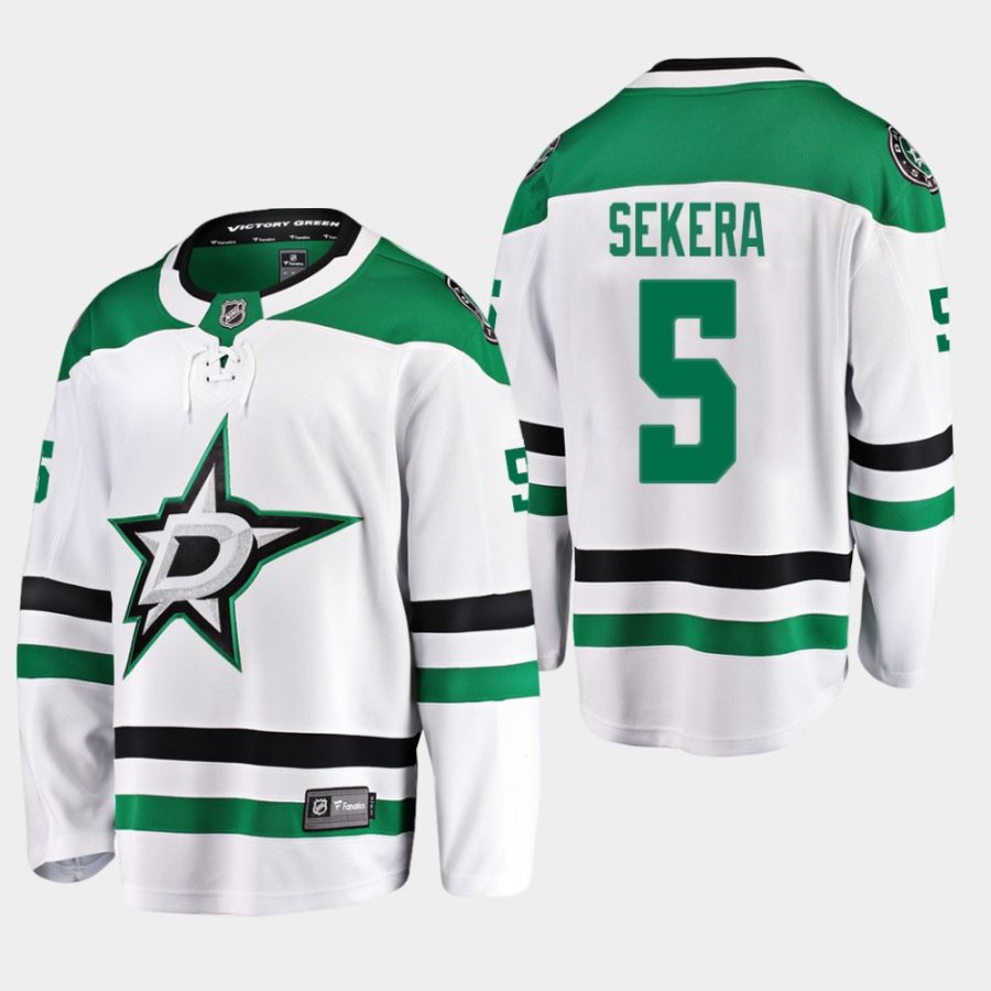 mens andrej sekera stars white away breakaway player jersey