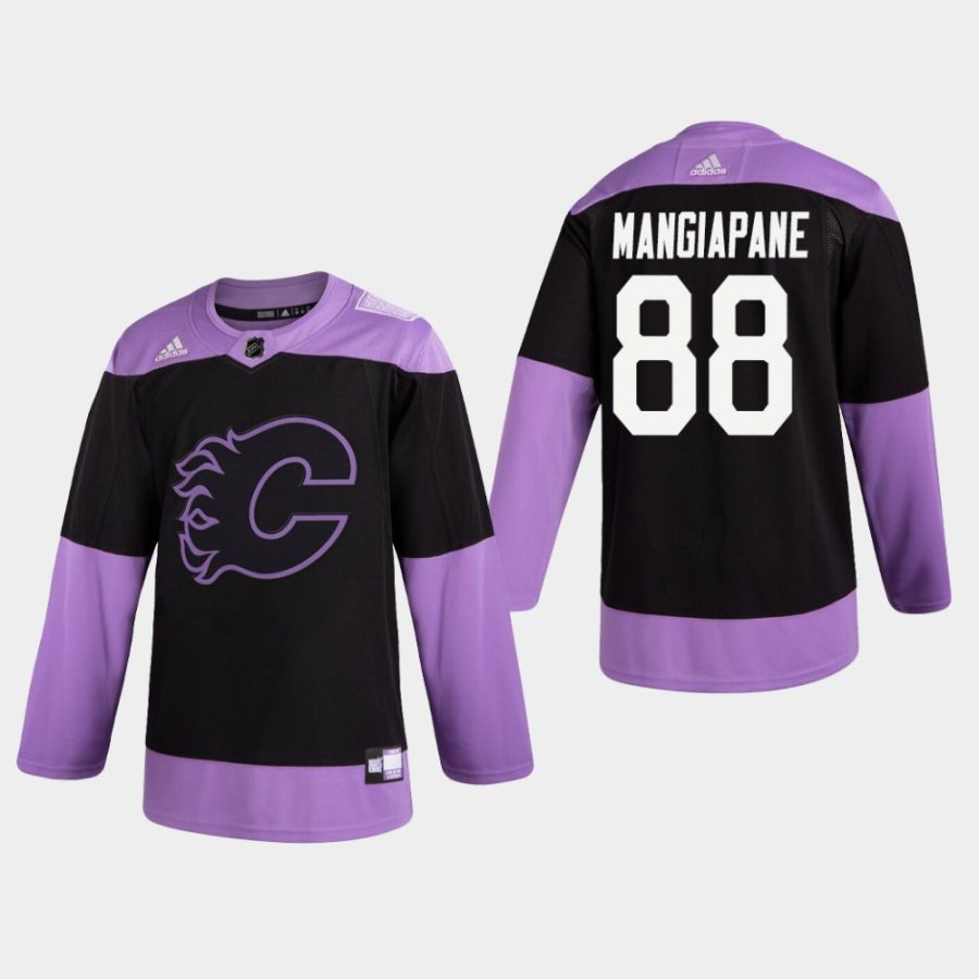 mens andrew mangiapane flames black hockey fights cancer practice jersey