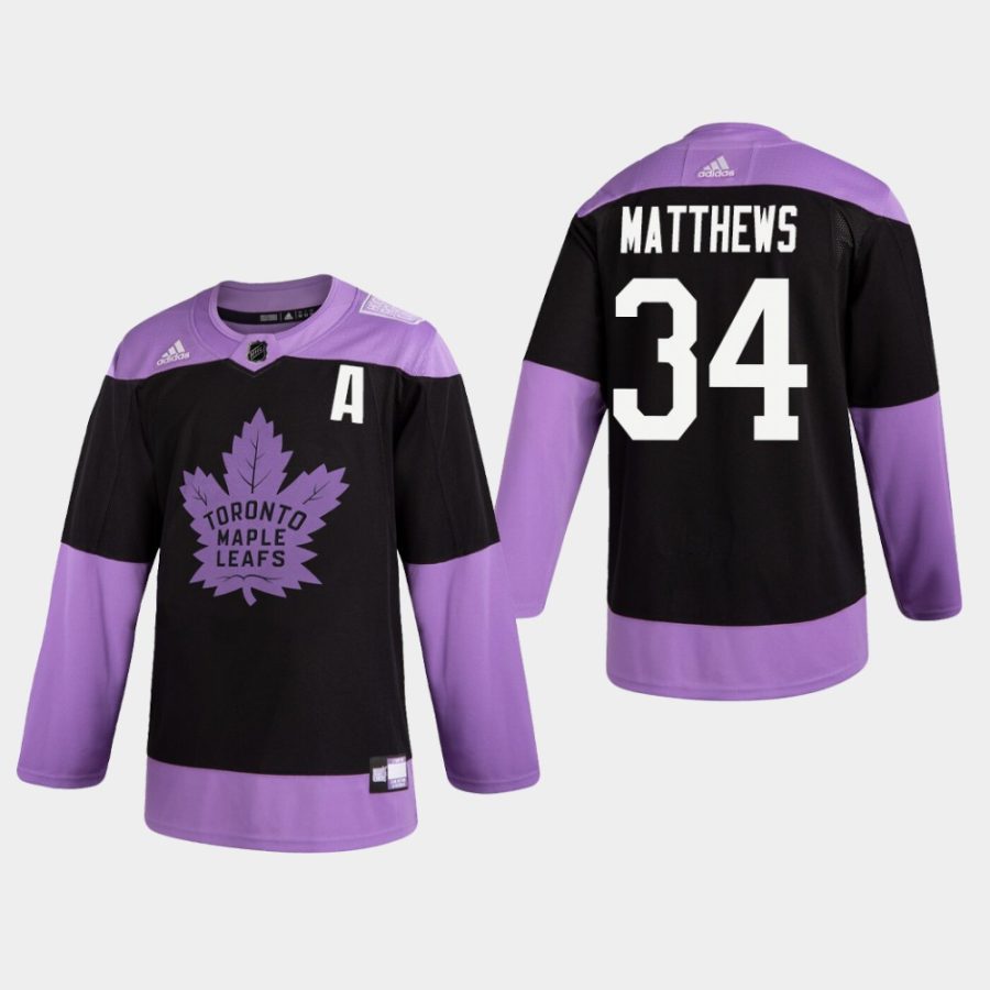 mens auston matthews maple leafs black hockey fights cancer practice jersey