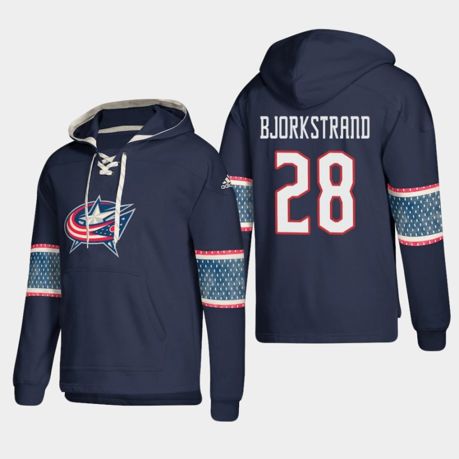 mens blue jackets oliver bjorkstrand navy 2018 pullover lace up jersey