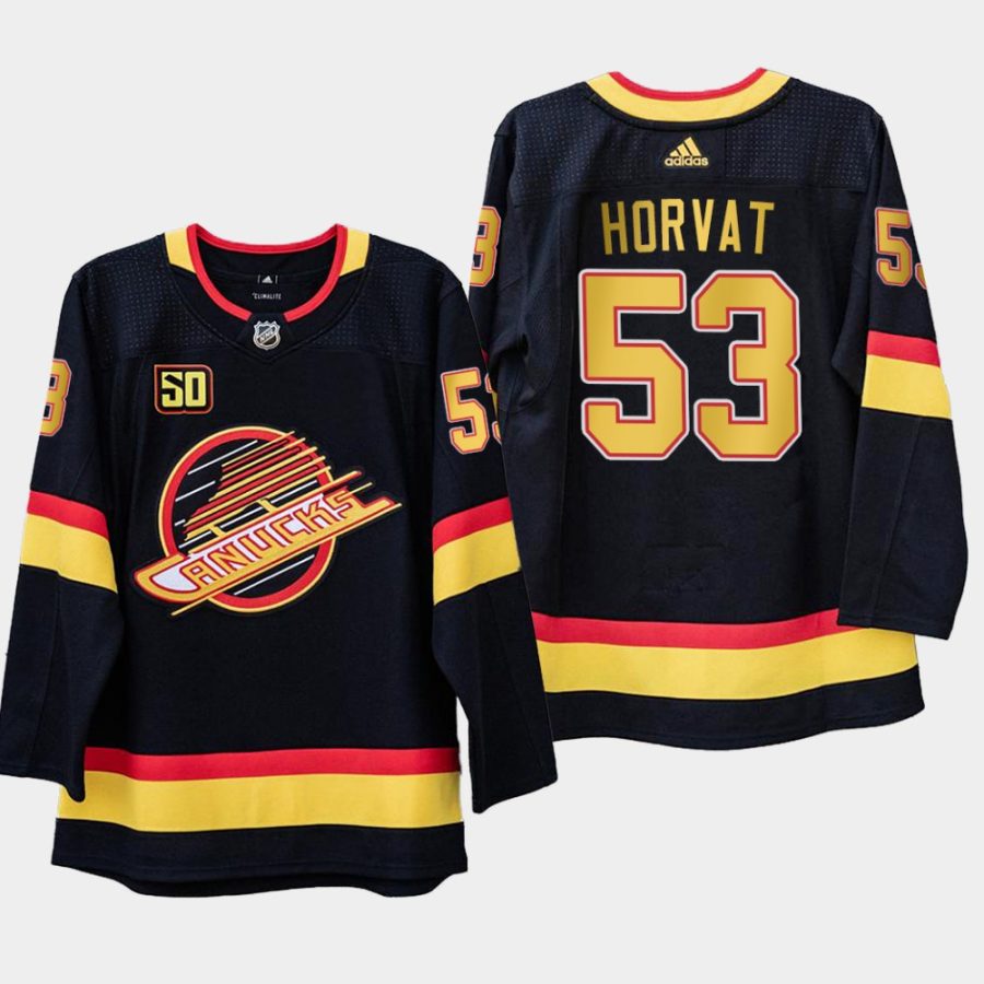 mens bo horvat canucks black 2019 20 50th anniversary 1989 flying skate jersey