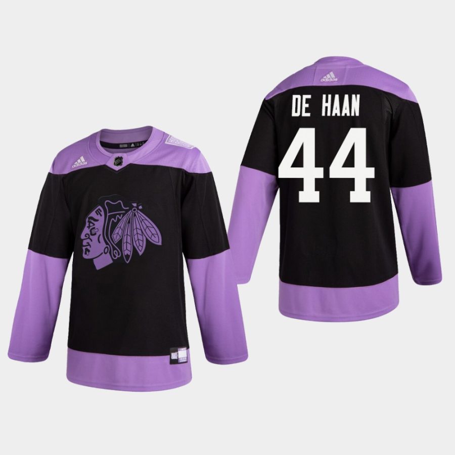 mens calvin de haan blackhawks black hockey fights cancer practice jersey