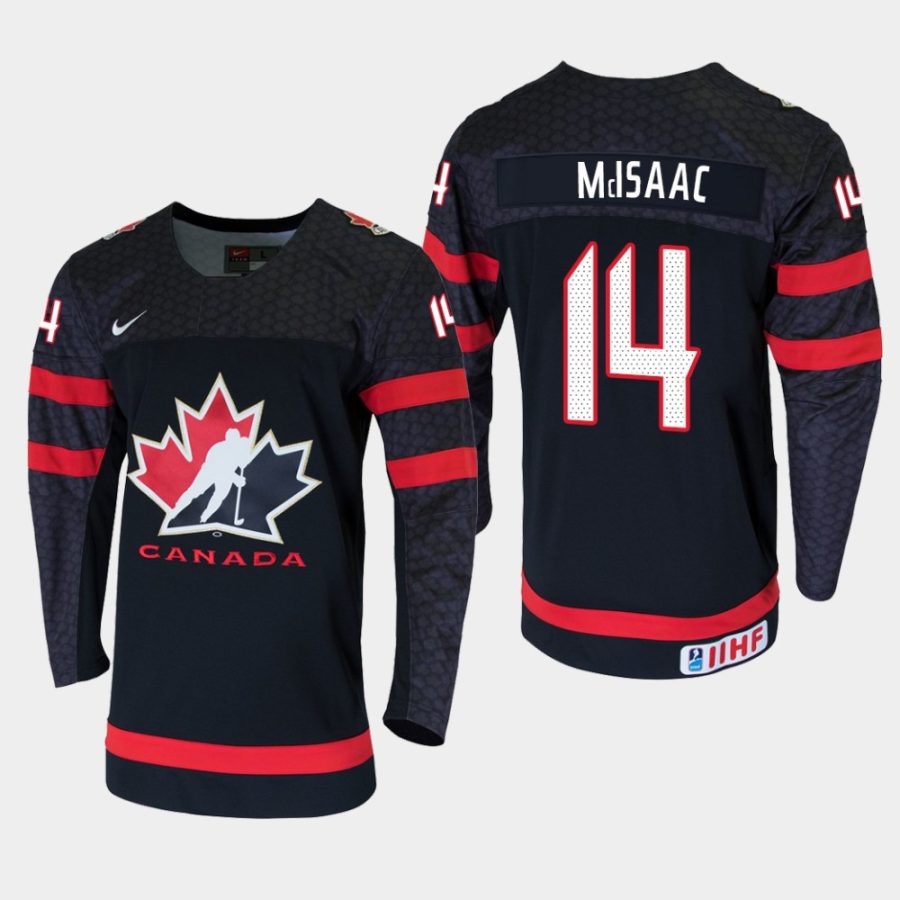 mens canada team jared mcisaac 2020 iihf world junior championship black player jersey